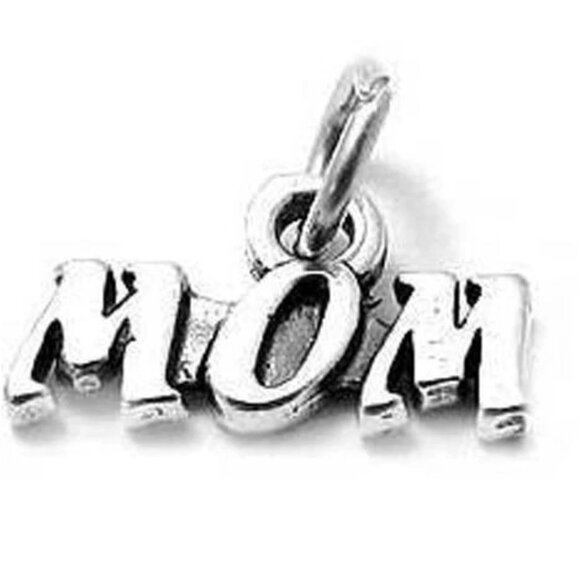TRENDY "MOM" SCRIPTED CHARM IN STERLING SILVER - Picture 1 of 1